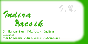 indira macsik business card